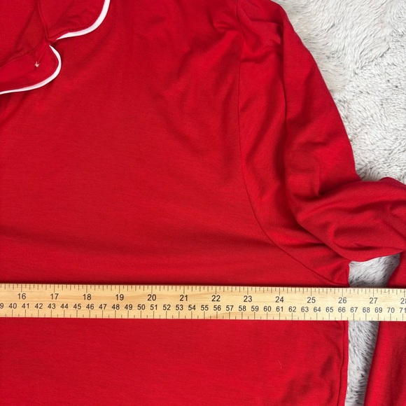 J. Crew Women's Pajama Set Long Sleeve Top Crop Wide Leg Pants Red Lyocell 2X - Picture 3 of 13